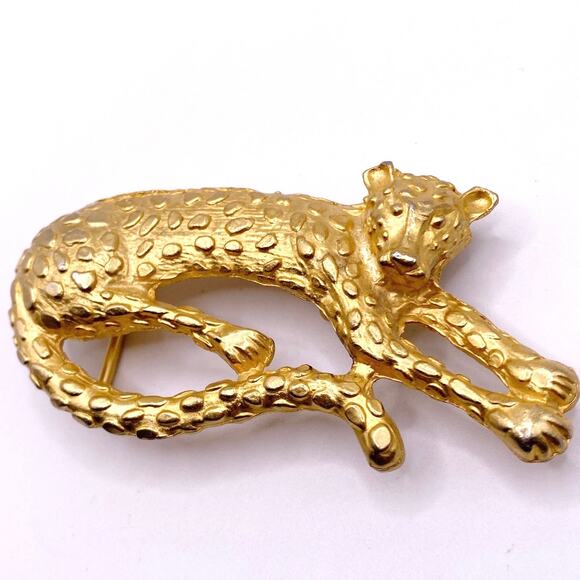 Gold Tone Leopard Vintage Belt Buckle 4” main image 9